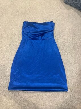 uniquely darling strapless pleat skater denim mini dress Windsor Uniquely Darling Strapless Pleat Skater Denim Mini Dress